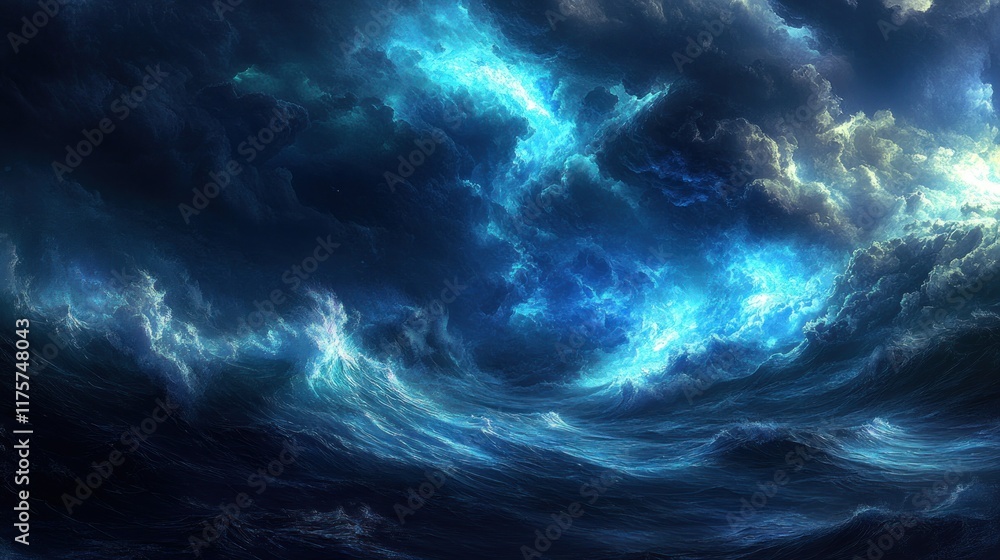 A stormy ocean with huge currents, dark waves rising and crashing with incredible force, background wallpaper AI generated image A stormy ocean with huge currents, dark waves rising and crashing with incredible force, background wallpaper AI generated image