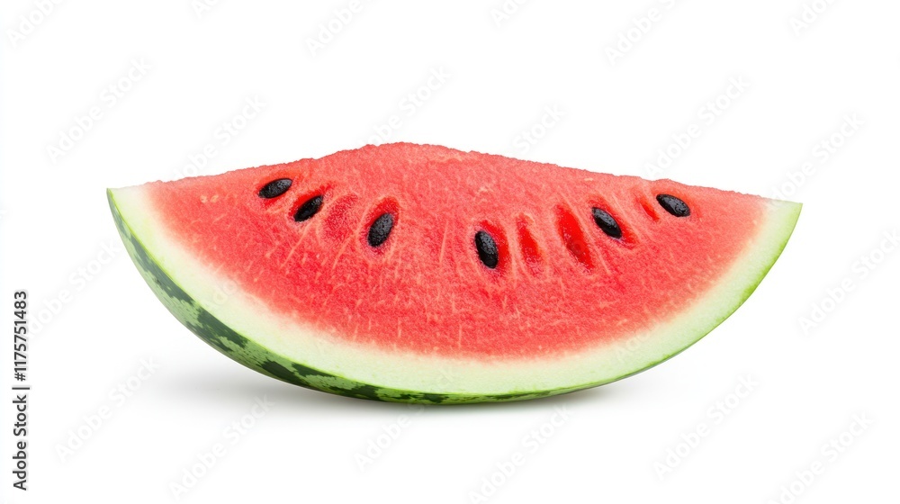 A slice of watermelon showcasing its vibrant red flesh and seeds. A slice of watermelon showcasing its vibrant red flesh and seeds.
