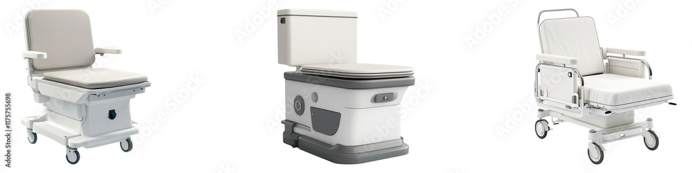 Hospital bedside commode isolated on transparent background, Set of Hospital bedside commode isolated on transparent background, Set of