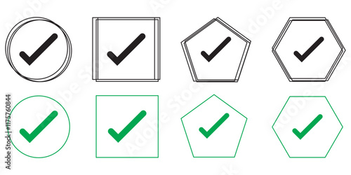 Free Download Simple checkmark in a box set with different line width. Correct, approved symbol. Vector icons in flat style  - GFXLoad