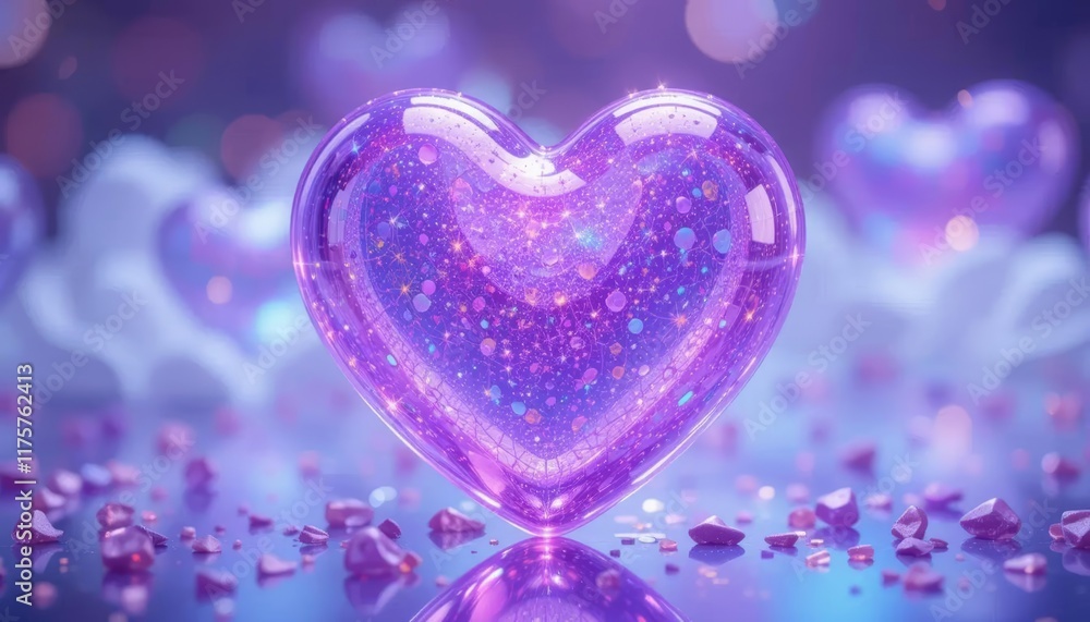 Glowing Heart-Shaped Crystal with Magical Aura Glowing Heart-Shaped Crystal with Magical Aura