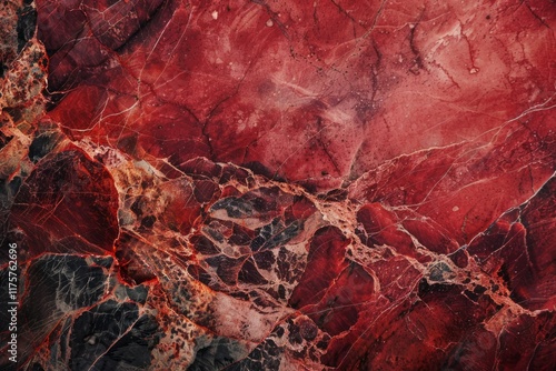 Image of Crimson red marble pattern with white veins. Texture for background usage photo