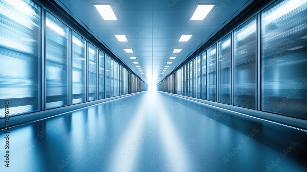 Futuristic Server Room Corridor: A Vision of Data Speed and Efficiency Futuristic Server Room Corridor: A Vision of Data Speed and Efficiency