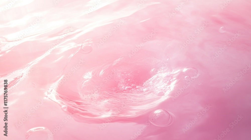 Fototapeta premium Pink water swirling with bubbles.