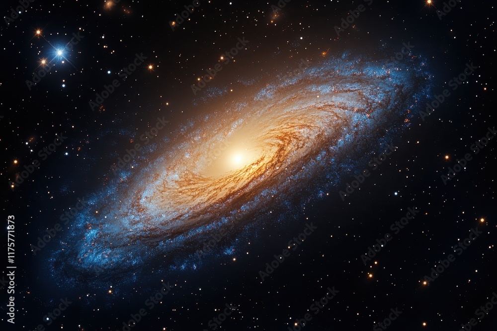 Fototapeta premium Stunning view of a spiral galaxy showcasing brilliant colors and intricate details in the cosmos