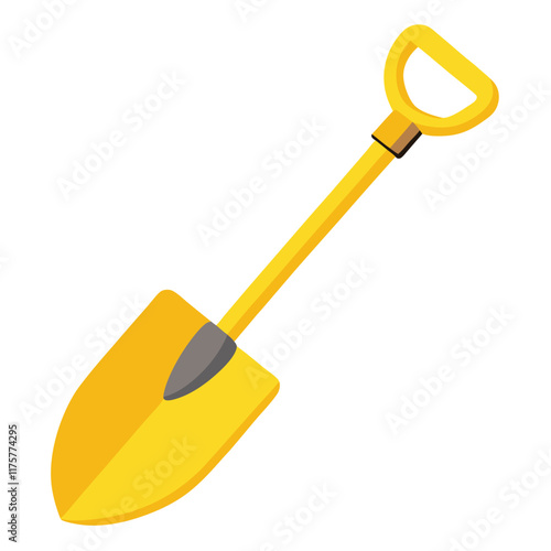 Yellow Toy Shovel Vector Illustration - Cartoon, Clipart, Line Art Design for Digital Use.eps