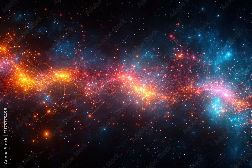 Naklejka premium Stunning view of cosmic dust and stars in a vibrant galaxy