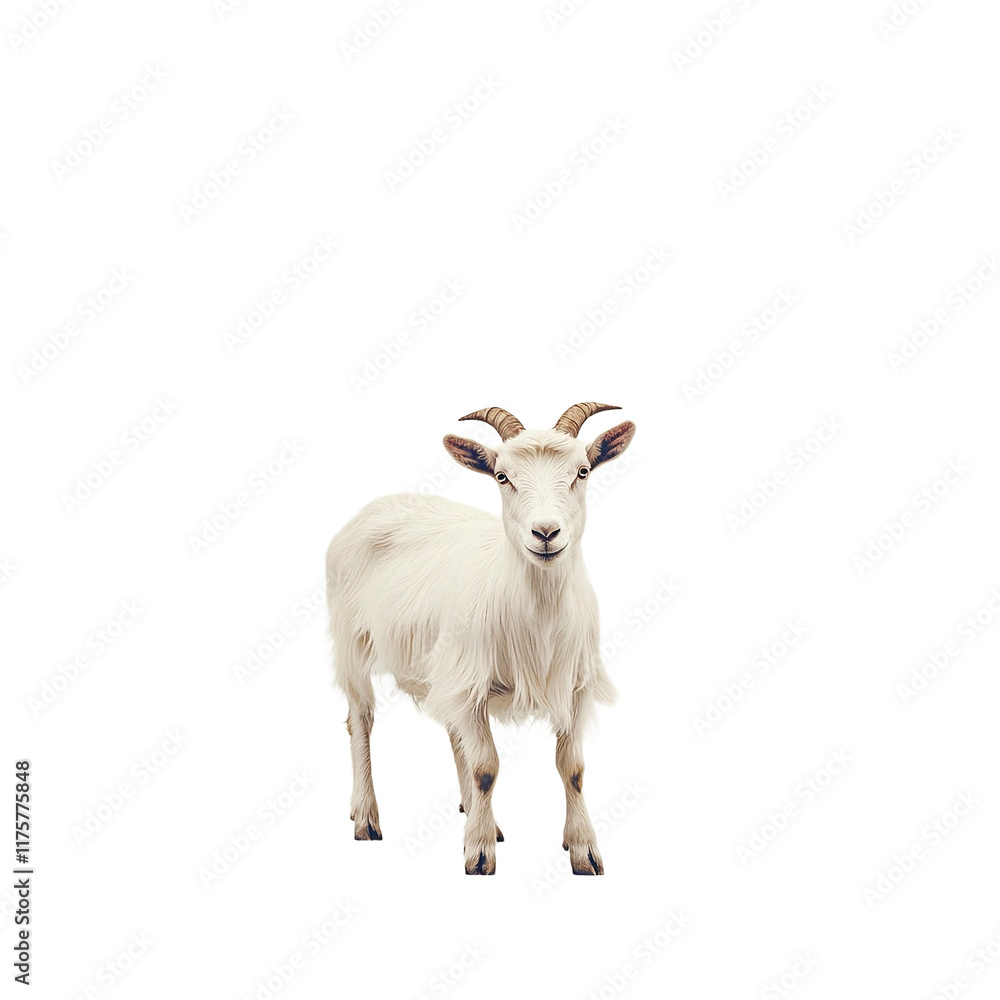 a small goat standing on a transparent background, PNG image, PNG file, Generative art.
