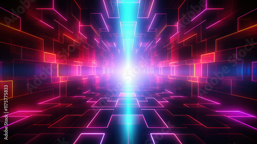 Neon Glowing Tunnel of the Future