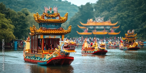 Dragon Boat Festival: Vibrant Flotilla on Serene Lake
