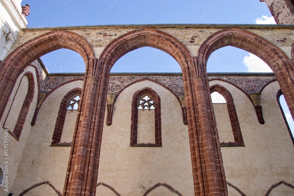 A famous unfinished monastery with large pillars and tower at Sazava, Czech republic