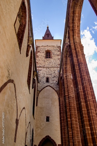 A famous unfinished monastery with large pillars and tower at Sazava, Czech republic