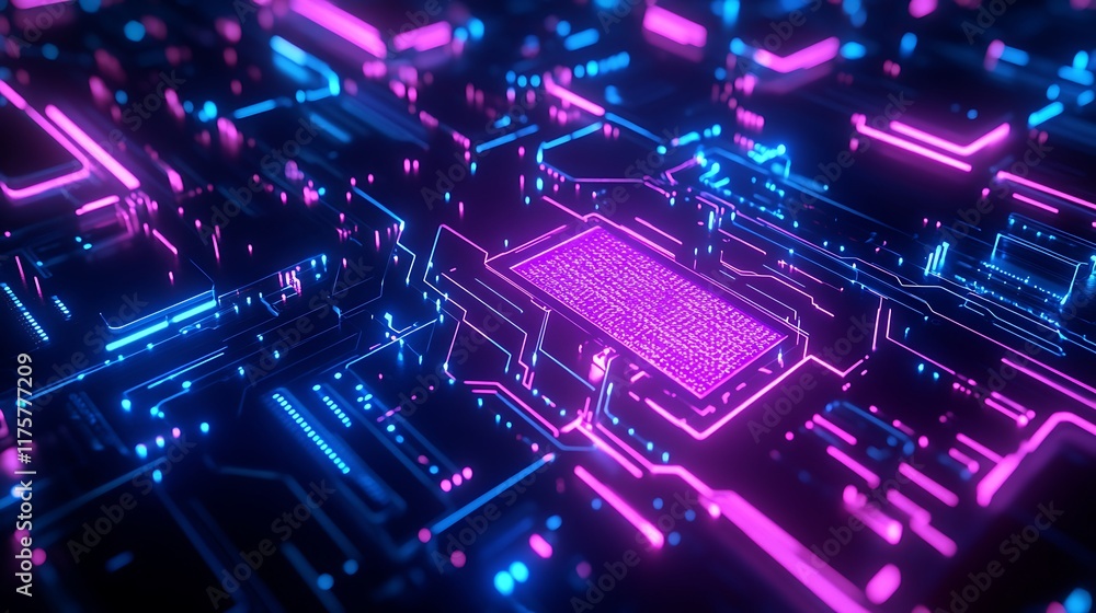 Abstract Neon Circuit Board Digital Technology Design Abstract Neon Circuit Board Digital Technology Design