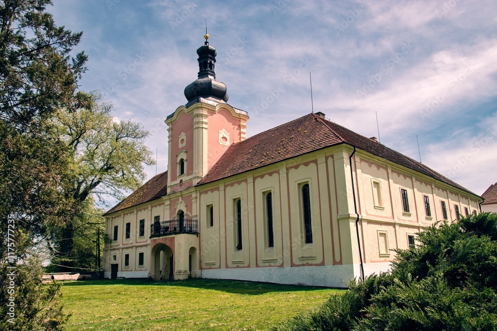 The front side of the castle in Lesany, Czech republic