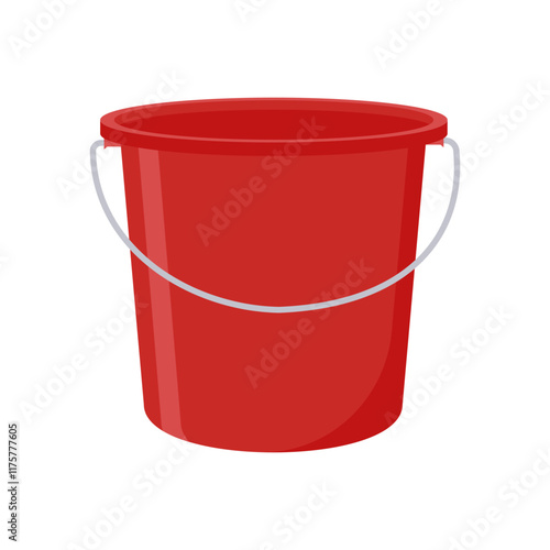 Red Bucket Flat Icon, Vector illustration