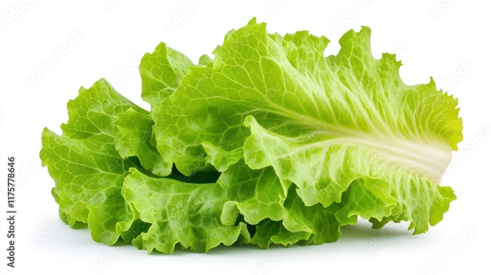 Fresh green lettuce leaf on a white background. Fresh green lettuce leaf on a white background.