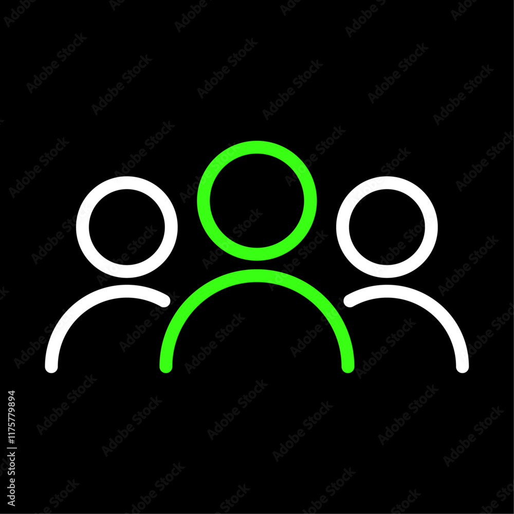 People vector icon in line style design for website, app, UI, isolated on black background. Editable stroke. Vector illustration. People vector icon in line style design for website, app, UI, isolated on black background. Editable stroke. Vector illustration.