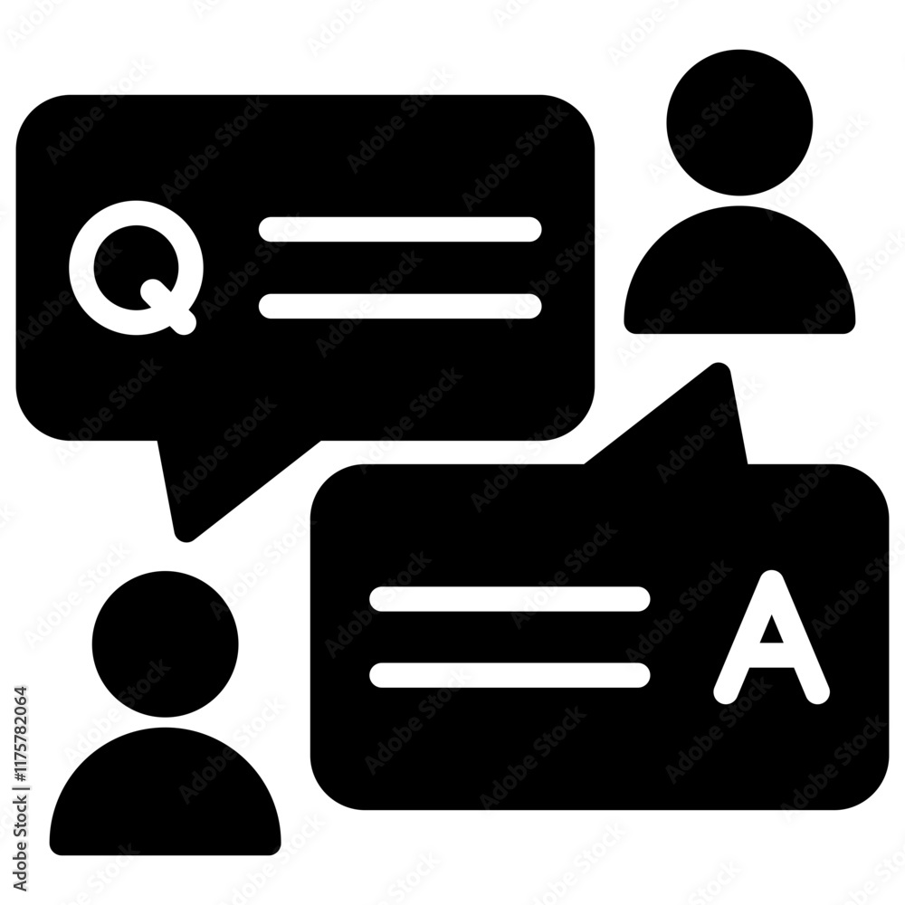 Q & A vector contact us communication glyph icon Q & A vector contact us communication glyph icon