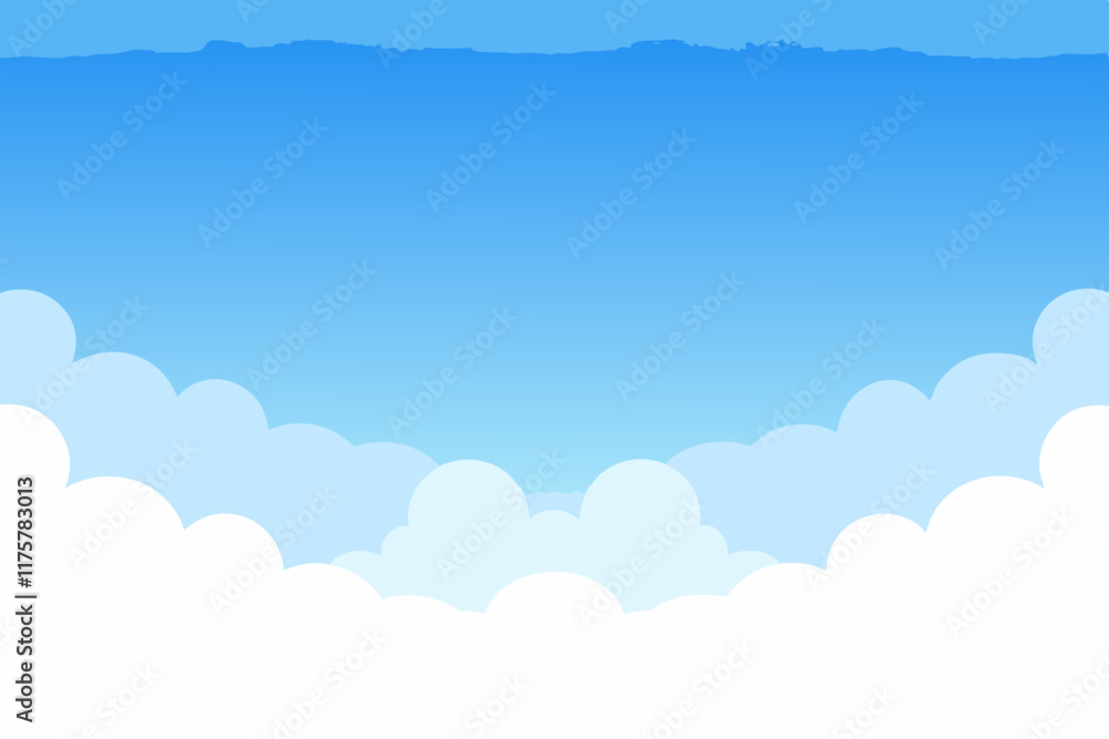 Serene Blue Sky Background with Fluffy White Clouds Vector Serene Blue Sky Background with Fluffy White Clouds Vector