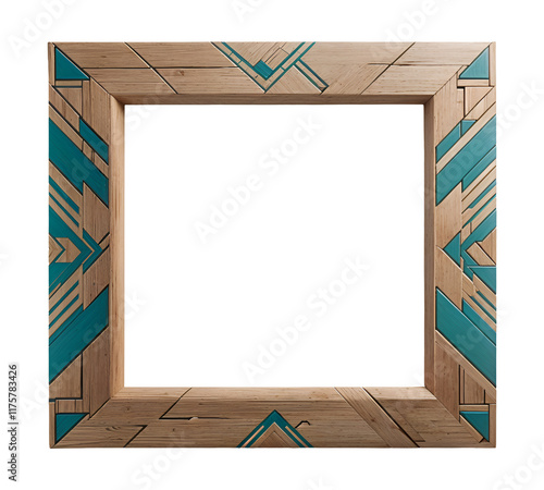 Wooden frames are painted green isolated on transparent background, template