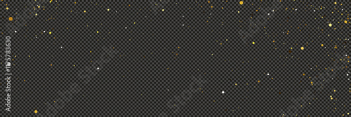Gold glittering dust with stars on transparent backdrop