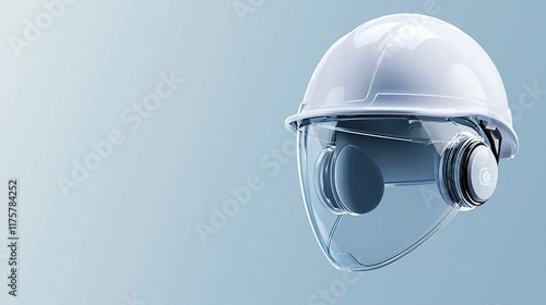 A protective helmet with a face shield and ear protection, designed for safety in industrial environments. photo