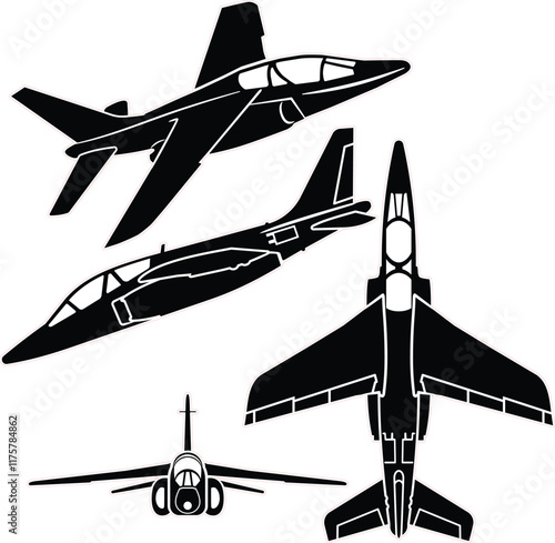 military training  jetfighter vector set for laser projects photo