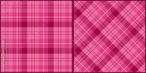  Red pink tone plaid seamless pattern vector. Background graphic tartan fashion design use for print, texture, cloth, fabric, flannel.