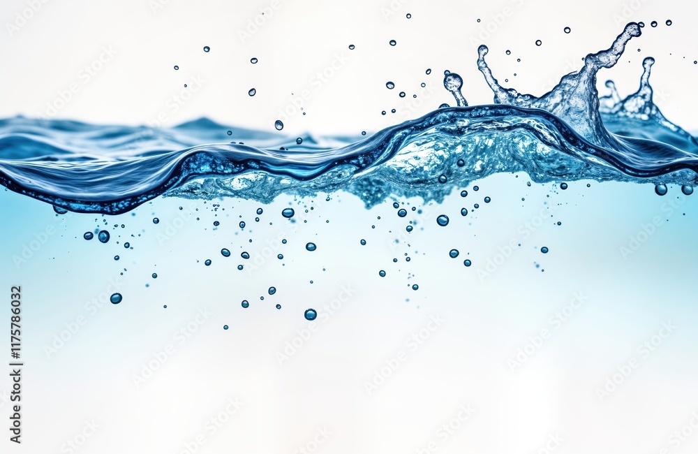 Closeup view of blue water with ripples, bubbles. Water waves rise, fall gently. Clean, clear water shows motion, purity. Fresh water droplets form on surface. Flowing water looks vibrant, Closeup view of blue water with ripples, bubbles. Water waves rise, fall gently. Clean, clear water shows motion, purity. Fresh water droplets form on surface. Flowing water looks vibrant,