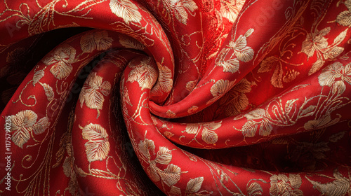 Celebrating chinese new year with exquisite red silk fabric embroidery patterns in vibrant cultural display