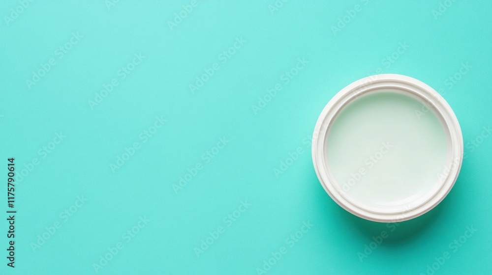 White jar of cream on turquoise background. White jar of cream on turquoise background.