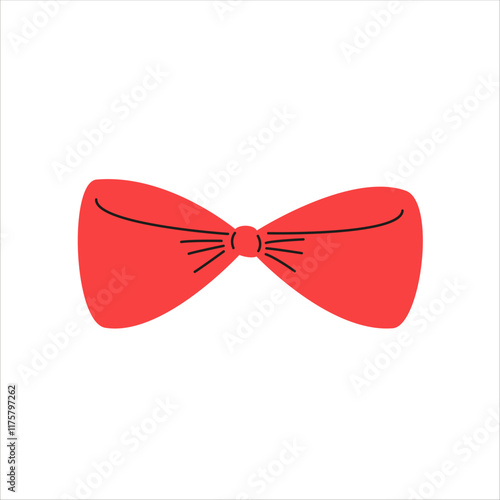 Red bow tie illustration. Birthday, Christmas, and Valentine's Day decoration.