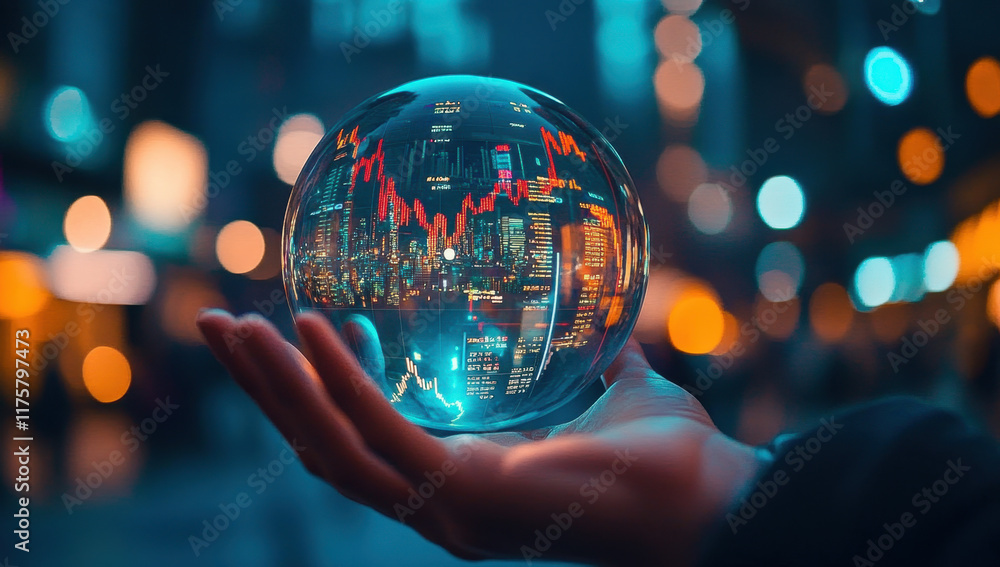investor prediction, forecasting, stock market chart with candlestick in the crystal globe.
investor prediction, forecasting, stock market chart with candlestick in the crystal globe.