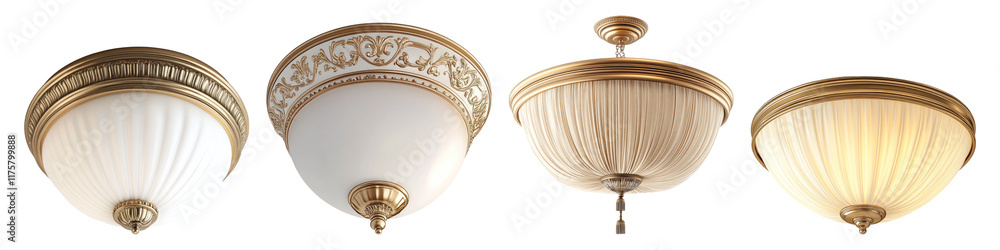 Ceiling lamp isolated on transparent background, Set of Ceiling lamp isolated on transparent background, Set of