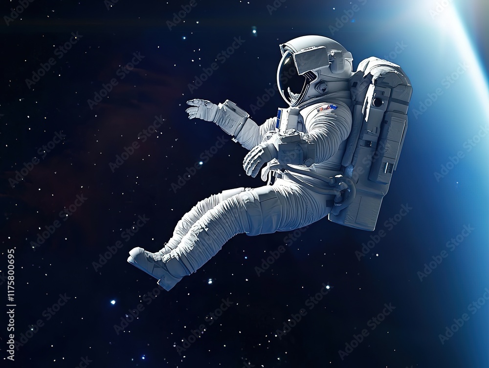 Fototapeta premium Astronaut Floating in Outer Space