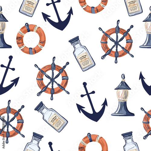 Sea Vector Patterns: Ships, Anchors, and Waves