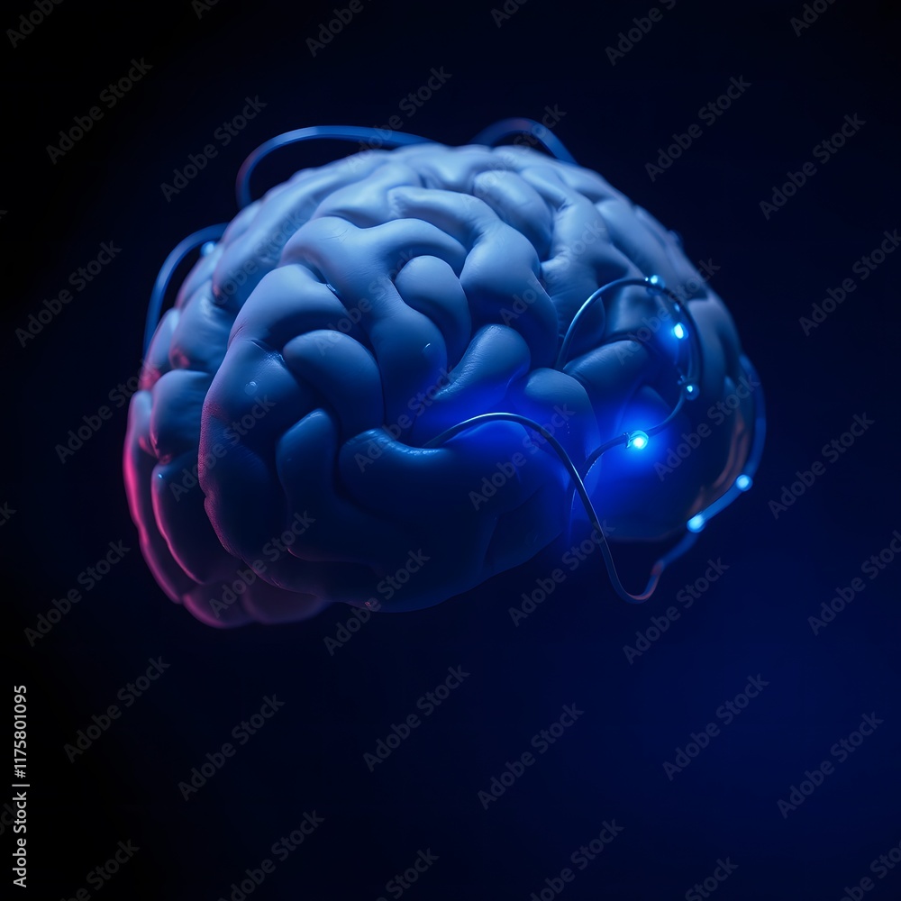 Brain showing Intelligent thinking processing through the concept of a neural network printed circuit of big data and artificial intelligence Brain showing Intelligent thinking processing through the concept of a neural network printed circuit of big data and artificial intelligence