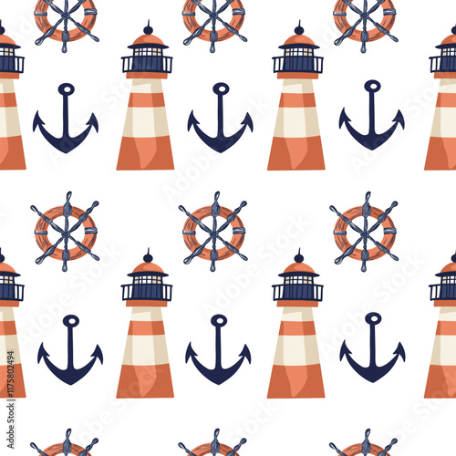 Sea Vector Patterns: Ships, Anchors, and Waves