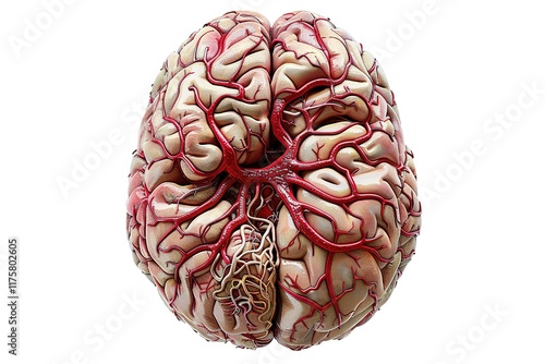 Human brain with detailed vascular system photo