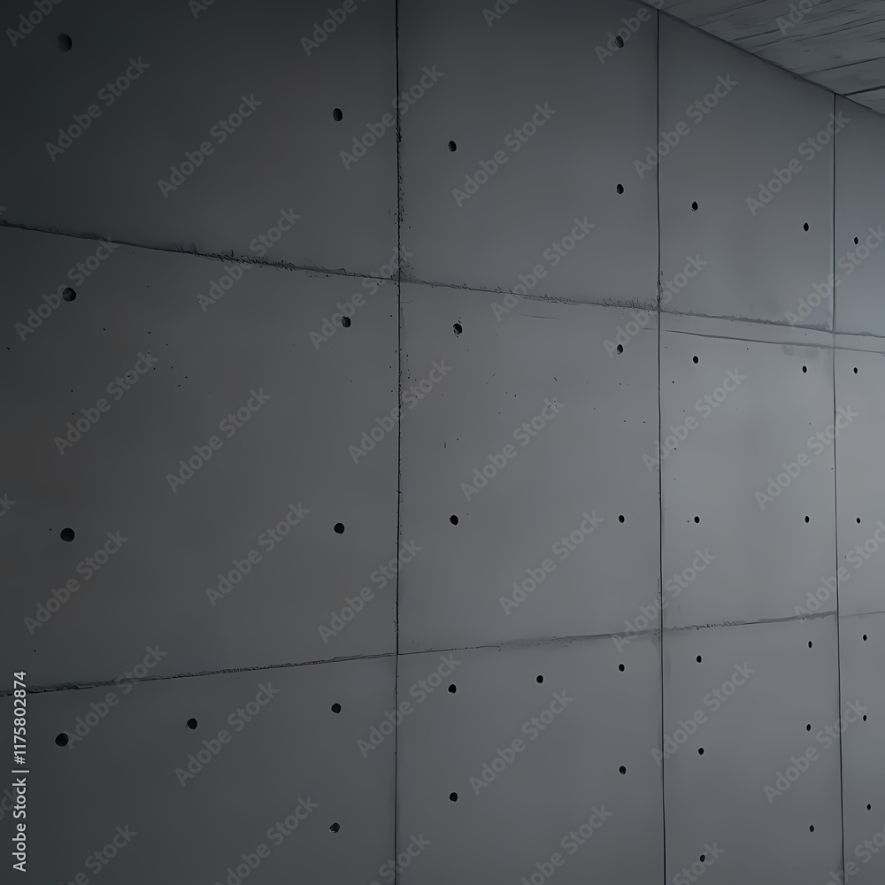 Modern architectural concrete wall with perforations showcasing minimalist design elements. Generative AI Modern architectural concrete wall with perforations showcasing minimalist design elements. Generative AI
