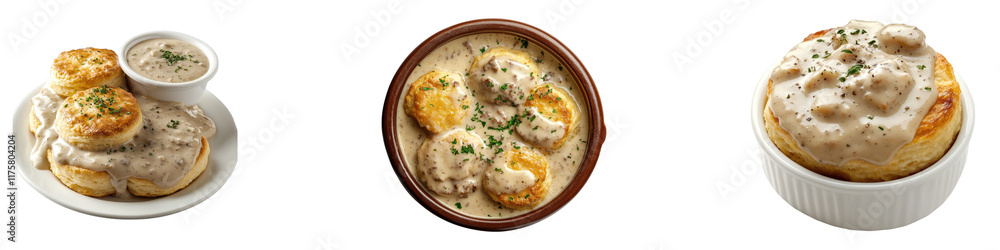 Taste of biscuits and gravy isolated on transparent background, Set of Taste of biscuits and gravy isolated on transparent background, Set of