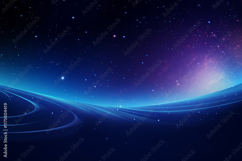 Obraz premium Abstract Blue Background with Stars and Glowing Elements in Space,Generated By Ai