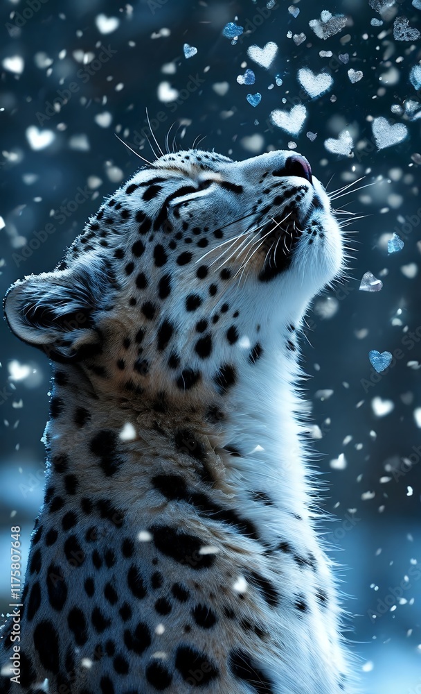 Naklejka premium leopard and snowing 