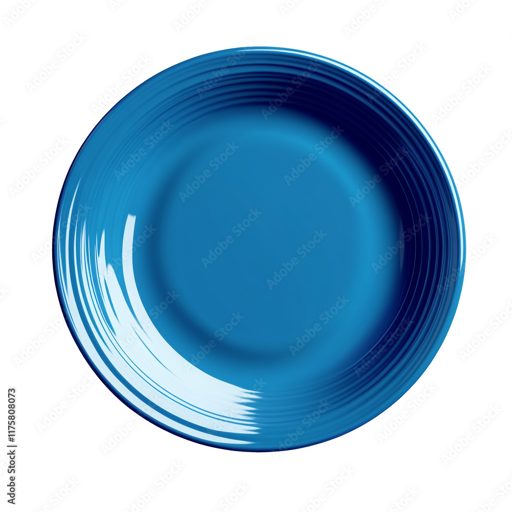 Blue porcelain plate without background. Top view. Isolated. PNG Blue porcelain plate without background. Top view. Isolated. PNG