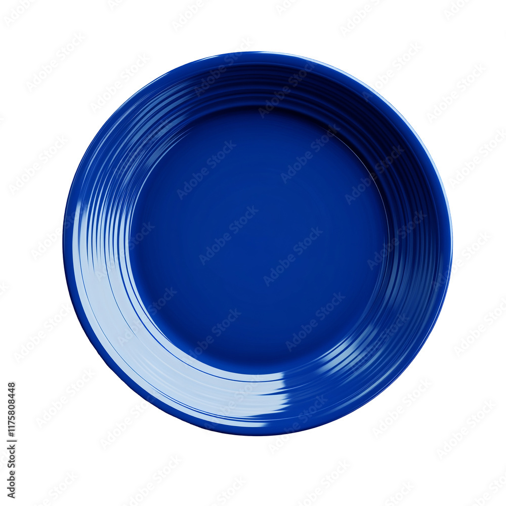 Blue porcelain plate without background. Top view. Isolated. PNG Blue porcelain plate without background. Top view. Isolated. PNG