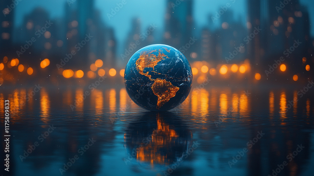 A symbolic representation of Planet Earth against a modern cityscape with a blurred background, highlighting the chaos and the global connection in a world of rapid urbanization
A symbolic representation of Planet Earth against a modern cityscape with a blurred background, highlighting the chaos and the global connection in a world of rapid urbanization