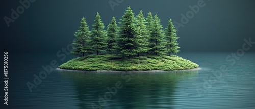 Tiny Island With Trees In Calm Water, Nature Scene photo