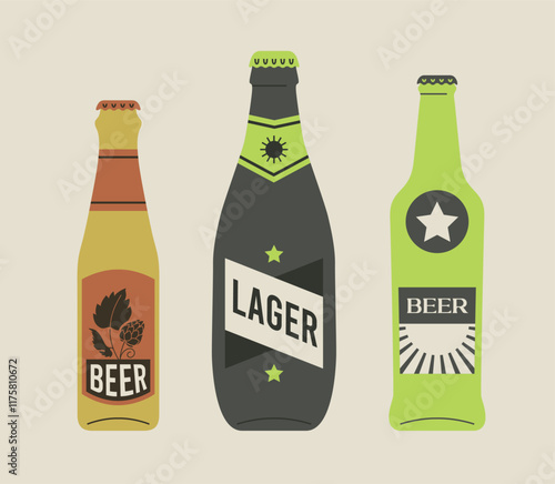 Beer Bottles Hand Drawn Beverage Illustration