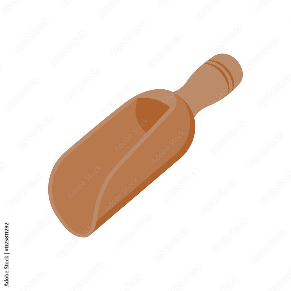 Wooden Scoop Flat Icon, Vector illustration