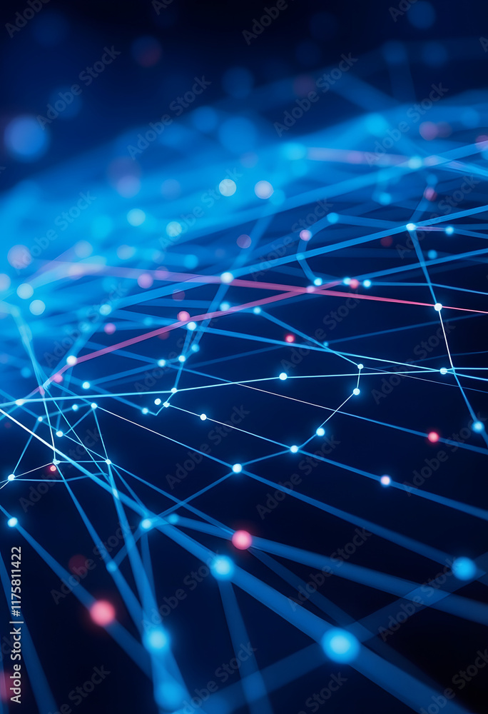 Obraz premium Abstract futuristic network lines background. Network technology abstract concept wallpaper, masterpiece, with white tones